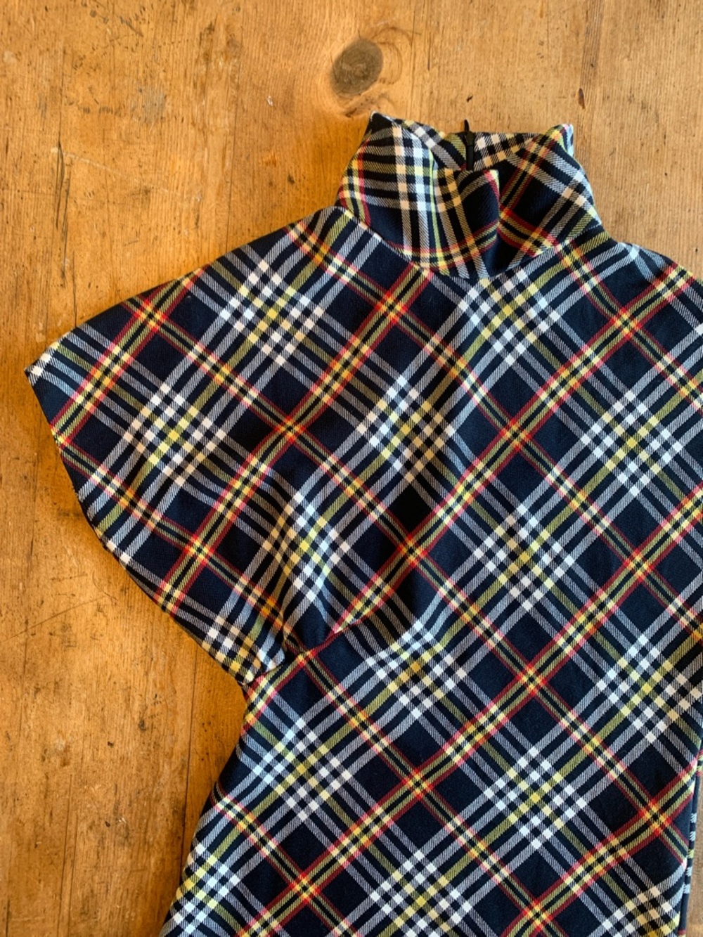 Zara Woman Black Plaid Top with Yellow and Red Accents - Picture 14 of 16